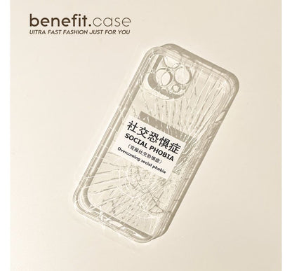 Chinese Characters Crack Print Transparent Phone Case