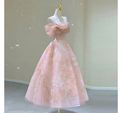 Gown Evening Cold-Shoulder Floral A-Line Print