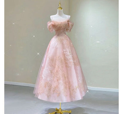 Gown Evening Cold-Shoulder Floral A-Line Print