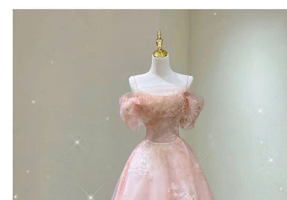 Gown Evening Cold-Shoulder Floral A-Line Print