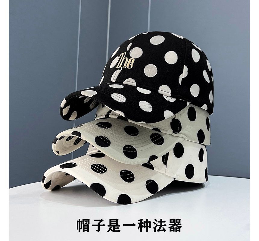 Polka Dot Lettering Embroidered Baseball Cap