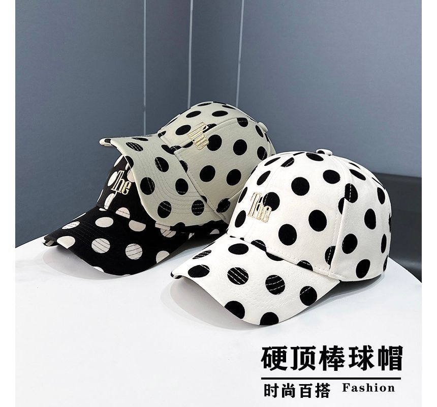 Polka Dot Lettering Embroidered Baseball Cap