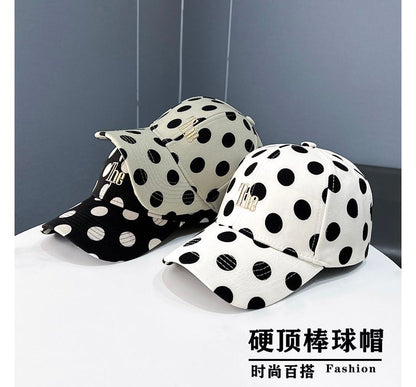 Polka Dot Lettering Embroidered Baseball Cap