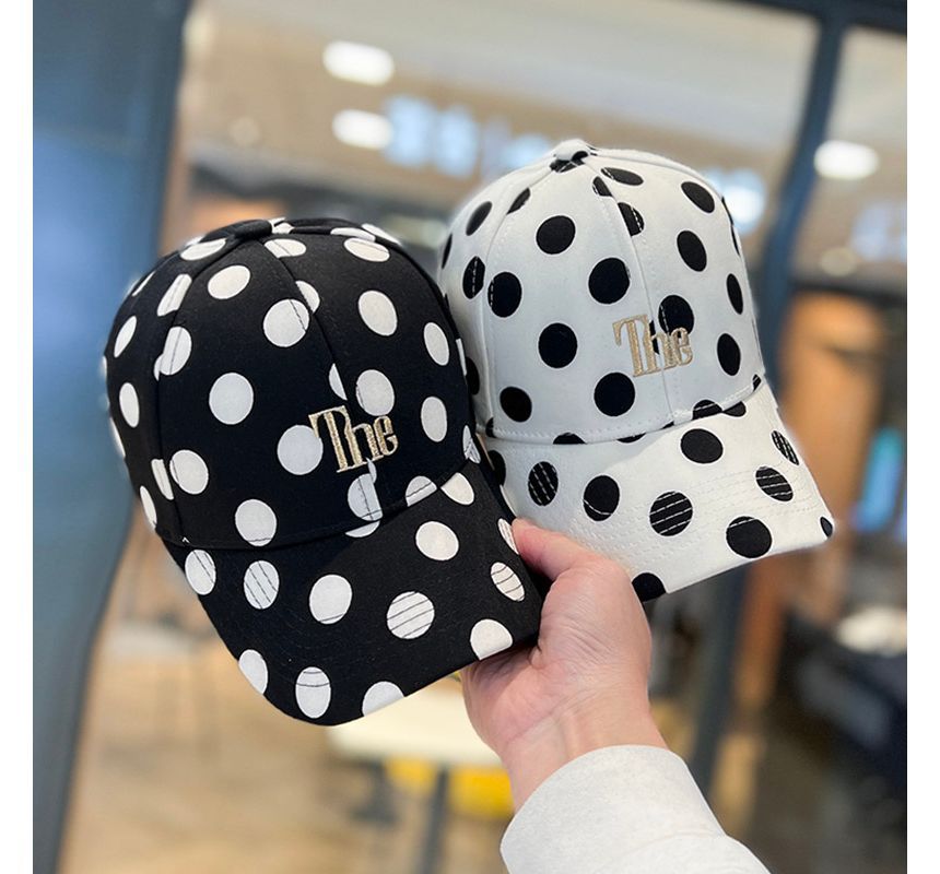 Polka Dot Lettering Embroidered Baseball Cap