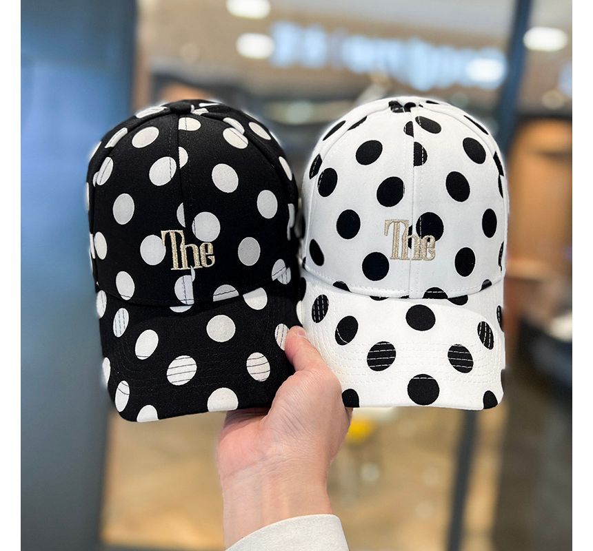 Polka Dot Lettering Embroidered Baseball Cap