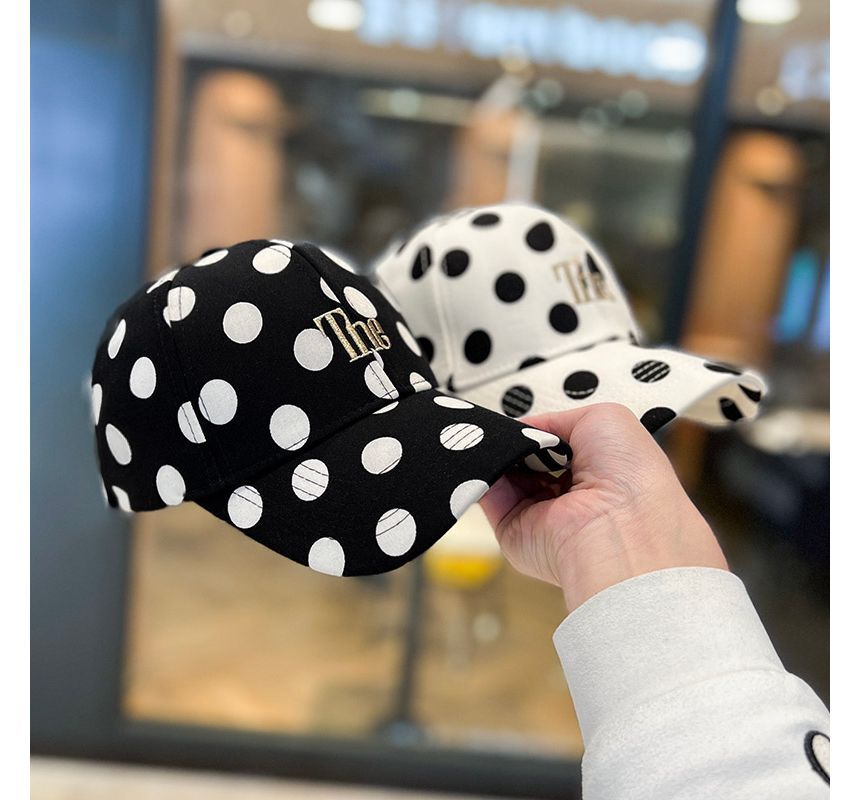 Polka Dot Lettering Embroidered Baseball Cap