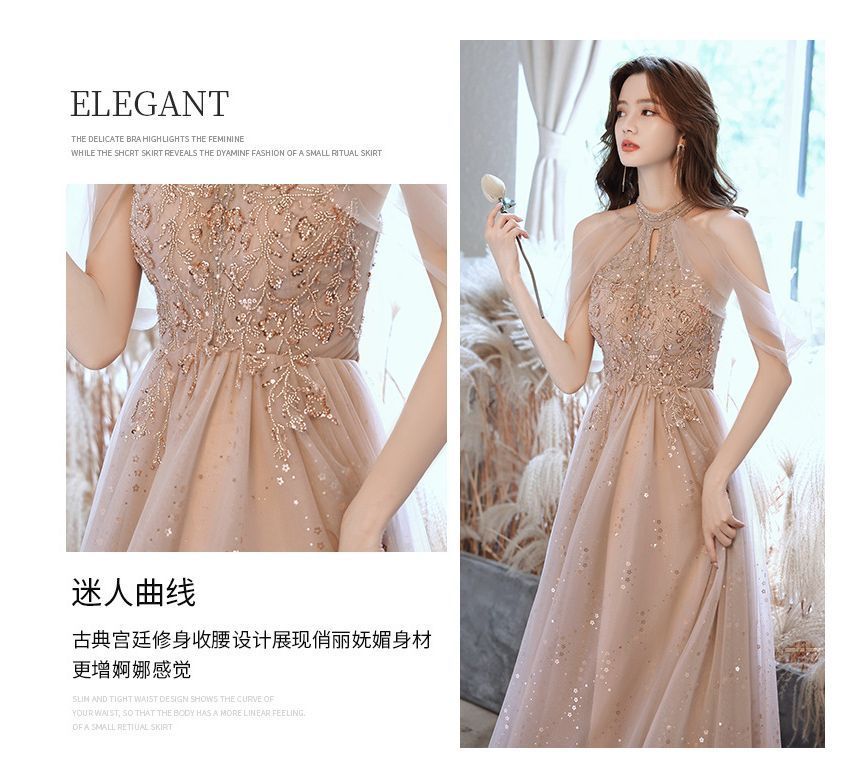 Sleeveless Embellished Evening Gown