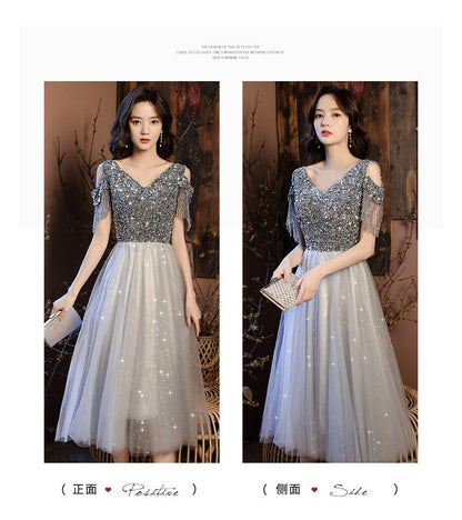 Cold Shoulder Sequin Maxi Prom Dress