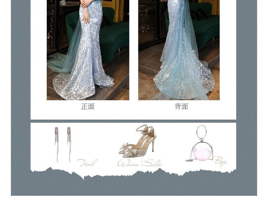 Evening Sequin Gown Strapless Mermaid