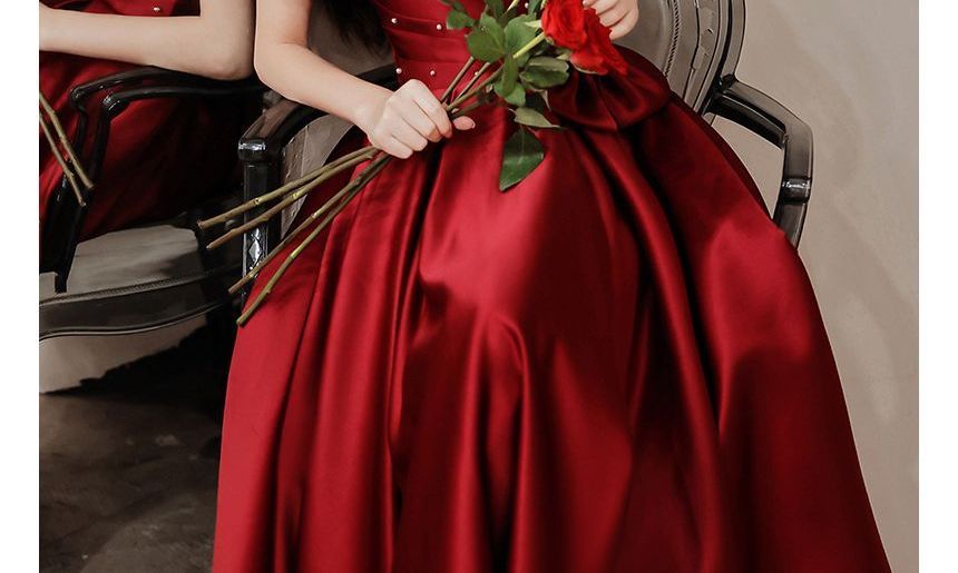 Puff-Sleeve Embellished Bow A-Line Prom Dress (Various Designs)