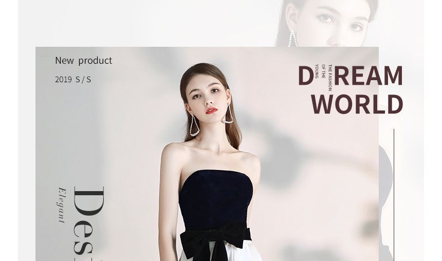 Strapless Two-Tone A-Line Cocktail Dress (Various Designs)