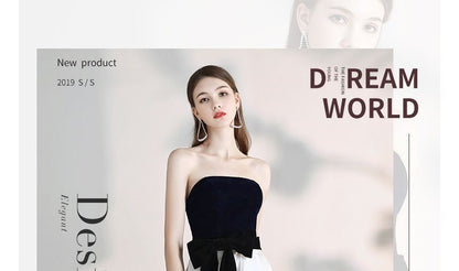 Strapless Two-Tone A-Line Cocktail Dress (Various Designs)