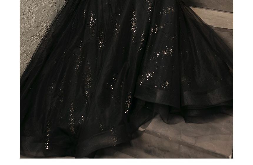 Long-Sleeve Sequin A-Line Evening Gown