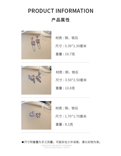 Bow / Heart Rhinestone Alloy Earring (various designs)