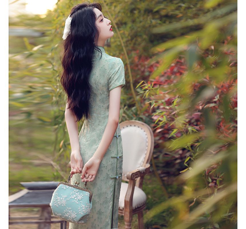 Short-Sleeve Midi Qipao