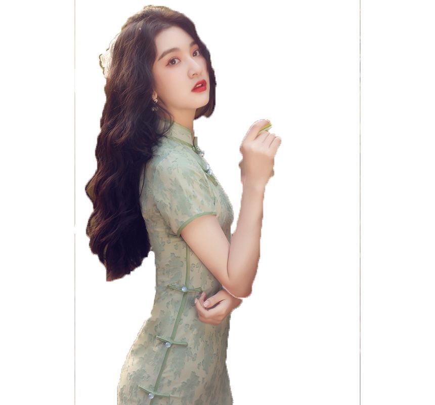 Short-Sleeve Midi Qipao