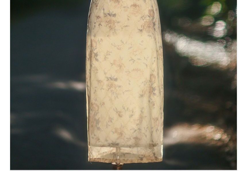 Short-Sleeve Faux Pearl Trim Qipao