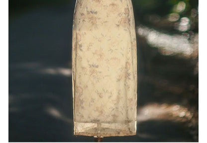 Short-Sleeve Faux Pearl Trim Qipao