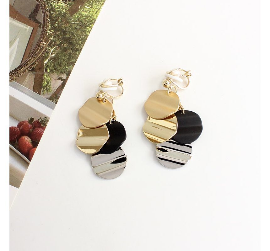 Disc Alloy Fringed Earring