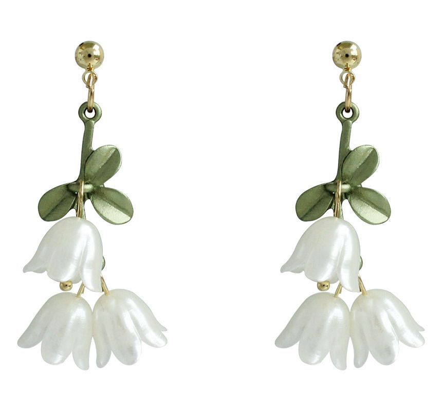 Flower Faux Pearl Alloy Fringed Earring