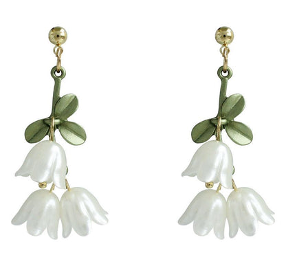 Flower Faux Pearl Alloy Fringed Earring