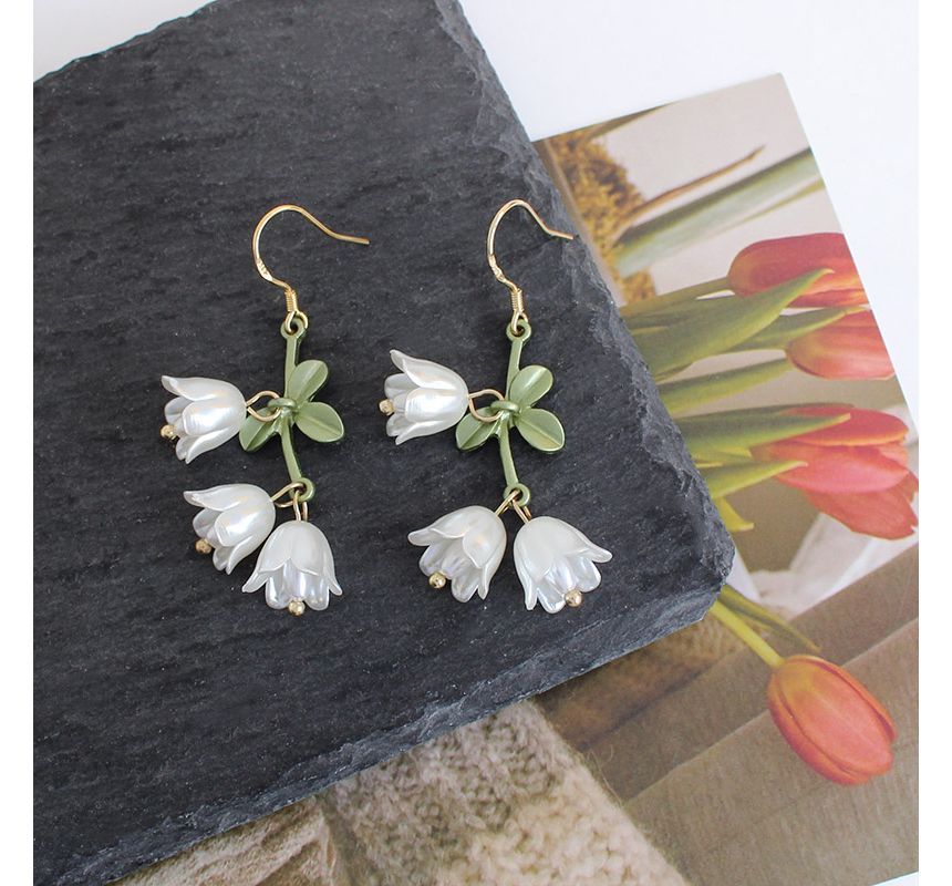 Flower Faux Pearl Alloy Fringed Earring