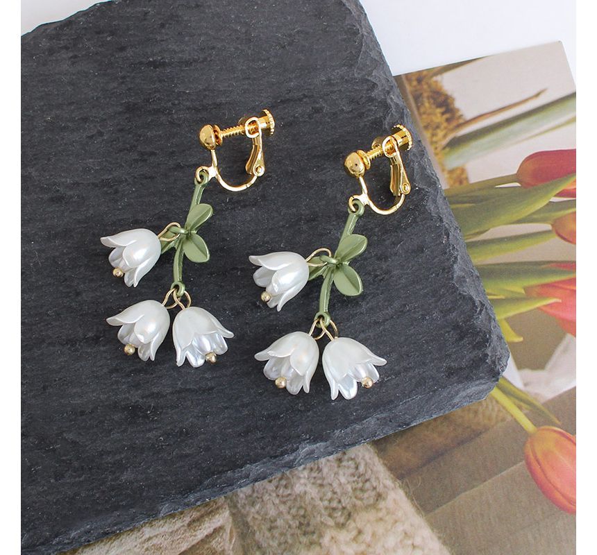 Flower Faux Pearl Alloy Fringed Earring