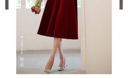 Puff-Sleeve A-Line Cocktail Dress