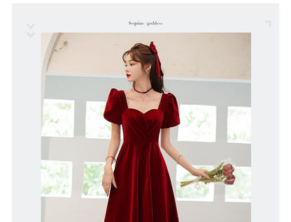 Puff-Sleeve A-Line Cocktail Dress