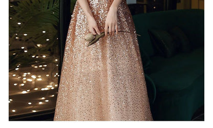 A-Line Sequin Gown Off-Shoulder Evening