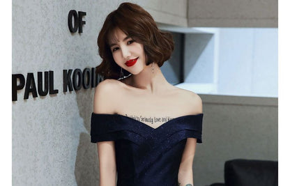 Off-Shoulder Maxi Cocktail Dress