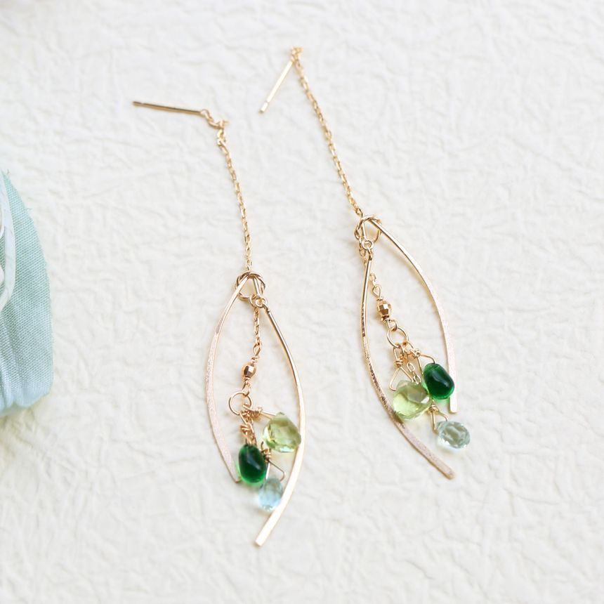 Curve Sterling Silver Fringed Earring / Faux Gemstone Sterling Silver Pendant