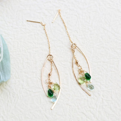 Curve Sterling Silver Fringed Earring / Faux Gemstone Sterling Silver Pendant