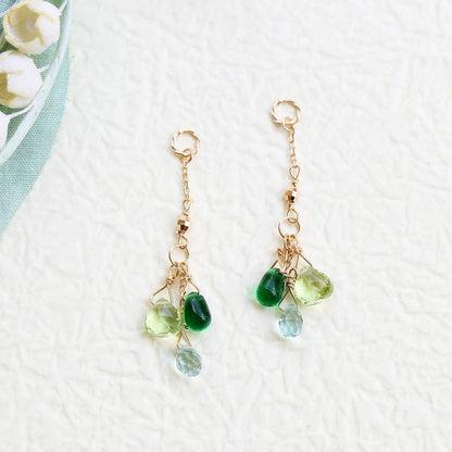 Curve Sterling Silver Fringed Earring / Faux Gemstone Sterling Silver Pendant