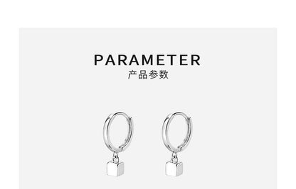 Cube Sterling Silver Dangle Earring