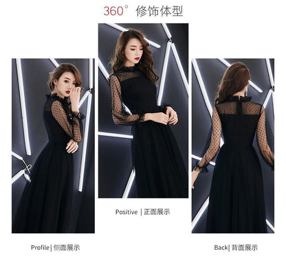 Evening Gown Mesh A-Line Long-Sleeve
