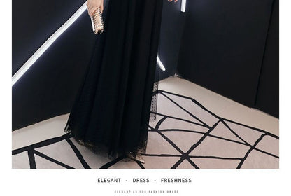 Evening Gown Mesh A-Line Long-Sleeve