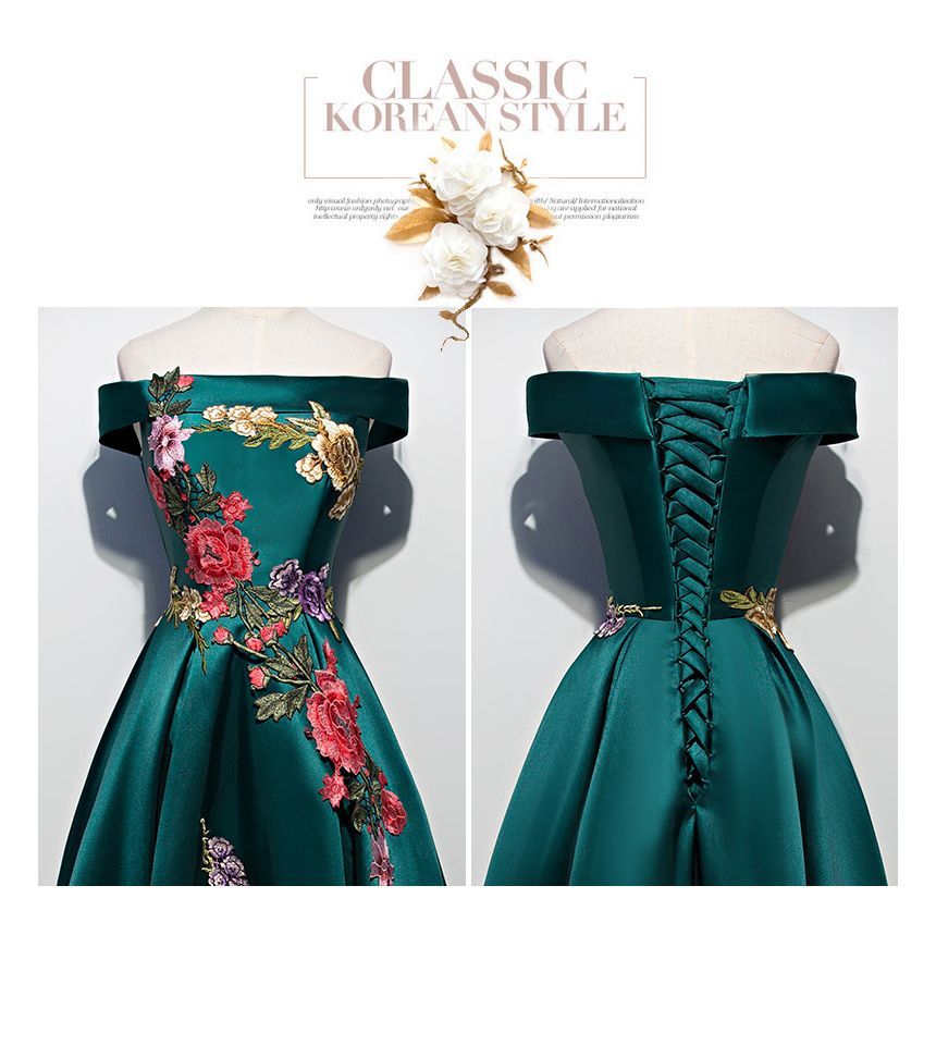 Cocktail / Gown Embroidered Dress Evening Off-Shoulder A-Line