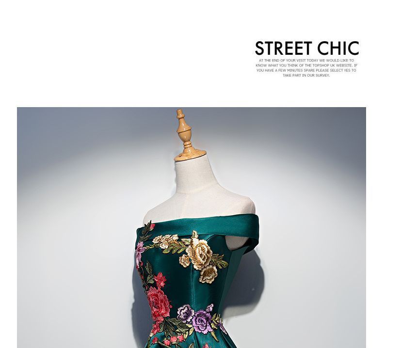 Off-Shoulder Embroidered A-Line Cocktail Dress / Evening Gown