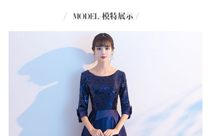 Cocktail Dress Evening Elbow-Sleeve A-Line Gown /