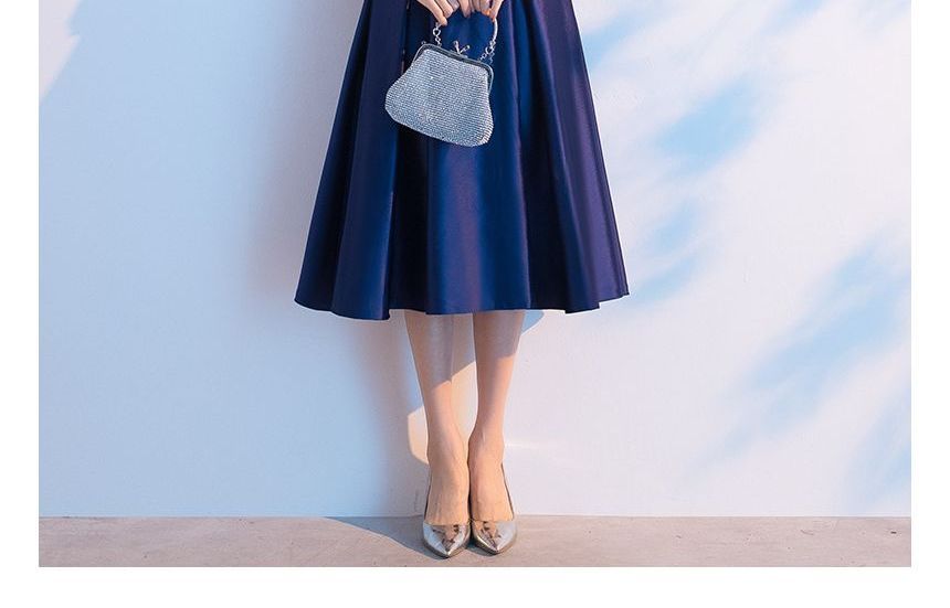 Cocktail Dress Evening Elbow-Sleeve A-Line Gown /