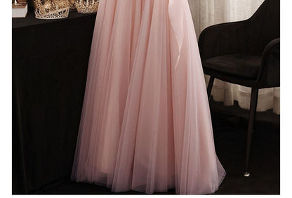 Strapless Mesh Evening A-Line Gown