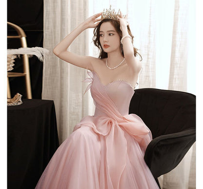 Strapless Mesh Evening A-Line Gown