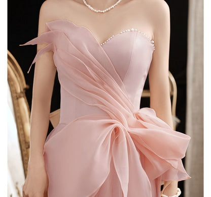 Strapless Mesh Evening A-Line Gown
