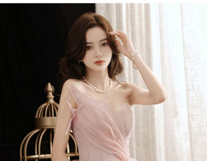 Strapless Mesh Evening A-Line Gown