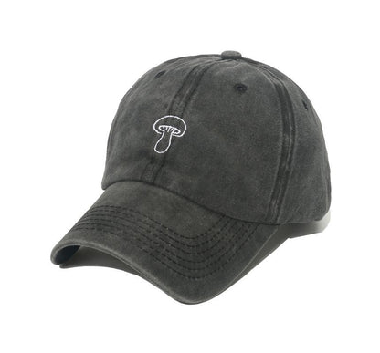 Mushroom Embroidered Denim Bucket Hat
