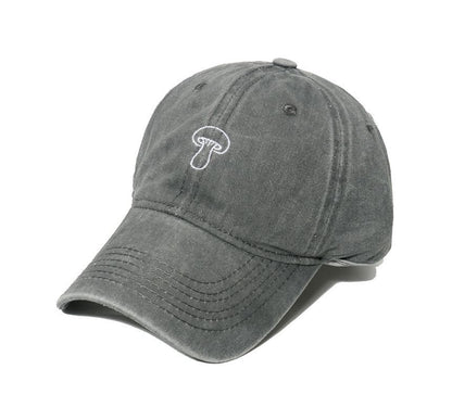 Mushroom Embroidered Denim Bucket Hat