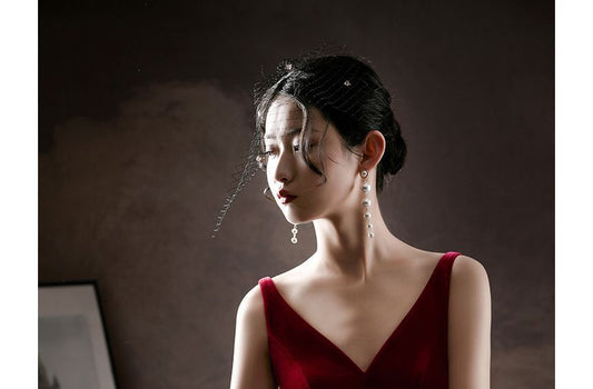 Sleeveless Faux Pearl A-Line Cocktail Dress