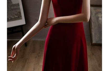 Sleeveless Faux Pearl A-Line Cocktail Dress