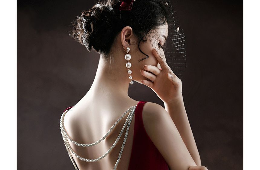 Sleeveless Faux Pearl A-Line Cocktail Dress